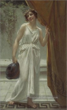 young woman with a letter Tableau Peinture - A la fontaine Guillaume Seignac